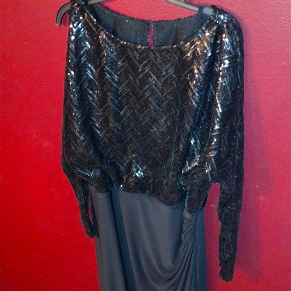 Ralph Lauren Size 12 Black Gala dress with sequins, excellent condition.